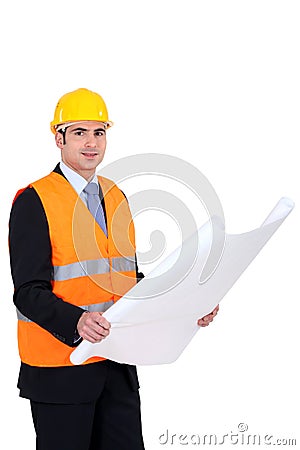 Architect wearing safety jacket Stock Photo