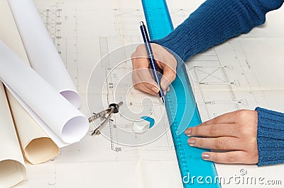 Architect at work Stock Photo