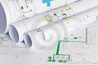 Architects drawings Stock Photo