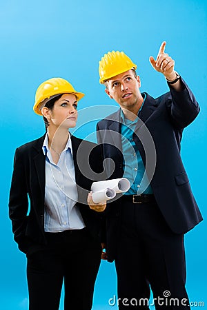 Architects in hardhat Stock Photo