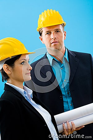 Architects in hardhat Stock Photo