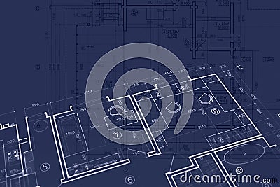 architects workplace background. blueprints, civil building engineering plan closeup Stock Photo