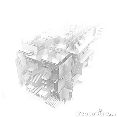 Architectural abstract 3d rendering Cartoon Illustration