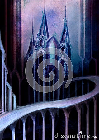 Architectural abstraction, fairytale background, magic, mystical castle Vector Illustration