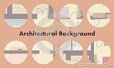 Architectural background. Architectural plan of a residential building. The drawing of the cottage. Vector Illustration