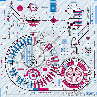 Architectural blueprint, vector digital background with different geometric design elements. For use as website background. Vector Illustration