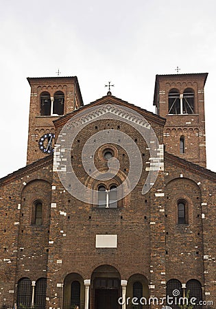 Architectural close up of the facade of San Sepolcro church Editorial Stock Photo