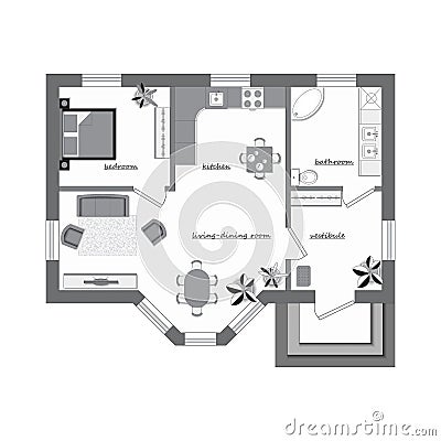 Architectural Color Floor Plan Vector Illustration