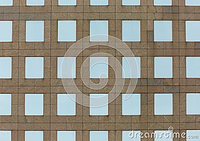 Architectural of a concrete building, symmetrical windows Stock Photo