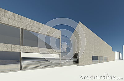 3D render - facade of the modern building Stock Photo