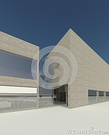 3D render - view to the modern building Stock Photo