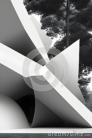 Architectural design in monochrome and with trees in the background generated by ai Stock Photo