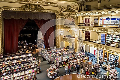 Architectural detail of El Ateneo Grand Splendid in Buenos Aires, Argentina Editorial Stock Photo