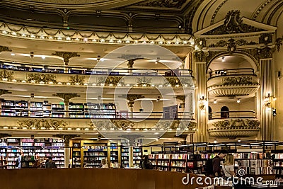 Architectural detail of El Ateneo Grand Splendid in Buenos Aires, Argentina Editorial Stock Photo