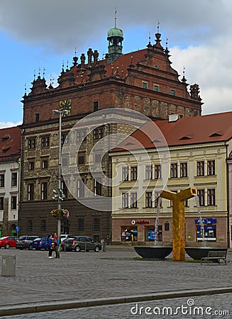 Renaissance Town Hall, Republic Square Plzen Czech Republic Editorial Stock Photo