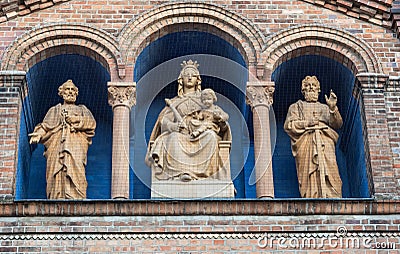 Architectural detail of the facade of Roman Catholic Priory Church of St. Peter and Paul in Potsdam Editorial Stock Photo