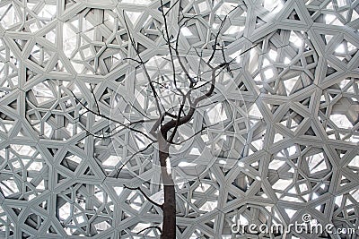 Architectural detail of the interior of the Louvre Abu Dhabi Editorial Stock Photo