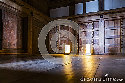 Architectural detail of interior room from Himeji castle Editorial Stock Photo