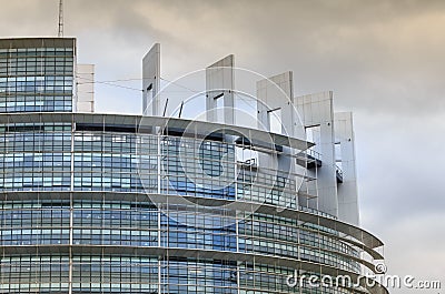 Architectural detail of the Louise-Weiss building seat of the Pa Editorial Stock Photo