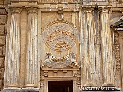 Architectural detail of Place of Carlos V, Alhambra, Granada Stock Photo