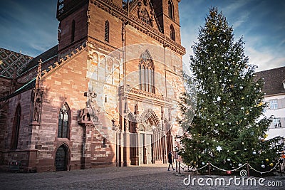 Architectural detail of the protestant cathedral of Basel Editorial Stock Photo