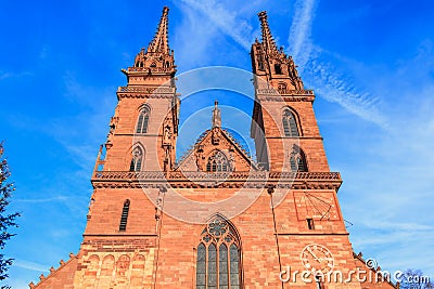 Architectural detail of the protestant cathedral of Basel Stock Photo