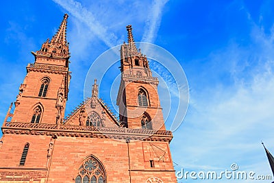 Architectural detail of the protestant cathedral of Basel Stock Photo