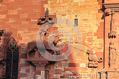 Architectural detail of the protestant cathedral of Basel Stock Photo