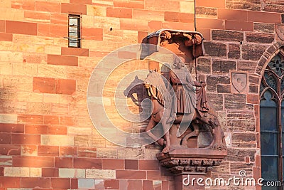 Architectural detail of the protestant cathedral of Basel Stock Photo