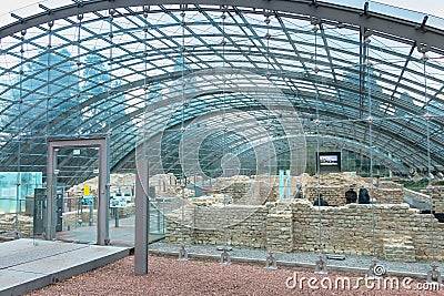 Architectural detail of the remains of the Roman baths Editorial Stock Photo