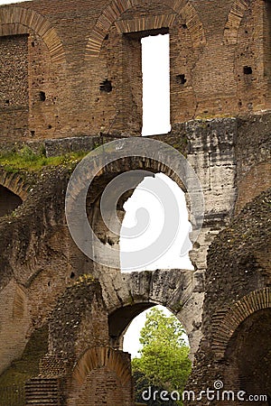 Architectural detail of the Roman Coliseum in Rome, Lazio, Italy. Stock Photo