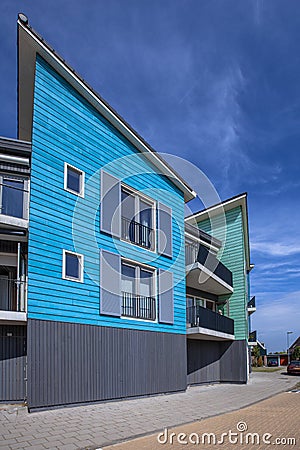 Architectural detail of wooden houses Stock Photo