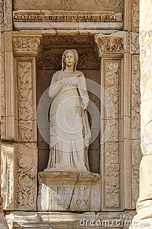 Architectural details of Celsus Library, ancient city of Ephesus Editorial Stock Photo
