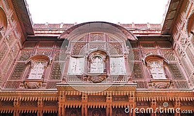 Architectural details and decoration inside the Mehrangarh Fort in Jodhpur, Rajastan Region, India Stock Photo