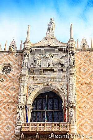 Architectural details of the Doge`s Palace Stock Photo