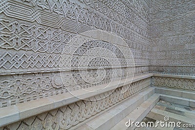 Architectural details on the exterior wall of an orthodox church Stock Photo