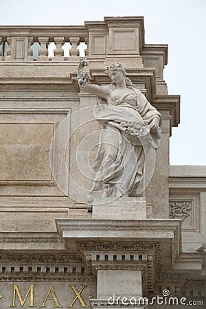 Architectural details of the facade Palazzo Poli in Rome Stock Photo