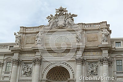 Architectural details of the facade Palazzo Poli in Rome Editorial Stock Photo