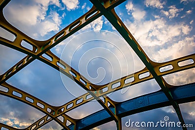 Architectural details on the Howard Street Bridge, in Baltimore, Maryland. Stock Photo