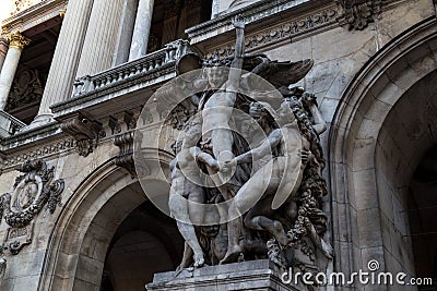 Architectural details of Opera National de Paris: Dance Facade sculpture by Carpeaux. Stock Photo