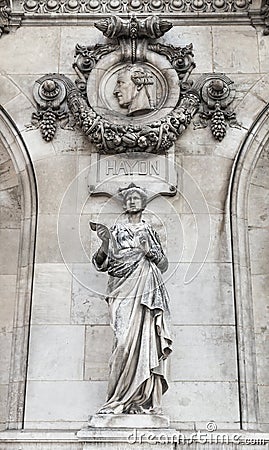 Architectural details of Opera National de Paris: Dance Facade sculpture by Carpeaux. Stock Photo