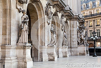 Architectural details of Opera National de Paris: Dance Facade sculpture by Carpeaux. Stock Photo