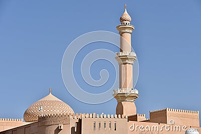 Al Qala'a Mosque Minaret and Dome, Nizwa Stock Photo