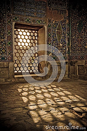 Architectural details of Registan, Samarkand, Uzbe Stock Photo