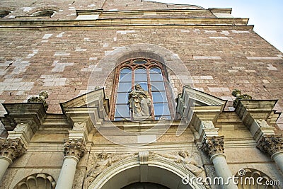 Architectural details of Saint Pyotr's church - cathedral church of Roman Catholic Diocese of Riga, Latvia Stock Photo