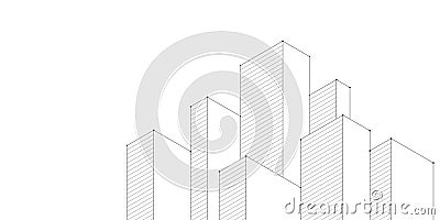 Architectural drawing with building construction Vector Illustration