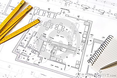 Architectural drawing, objects Stock Photo