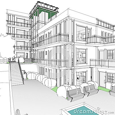 Architectural drawing and perspective Stock Photo