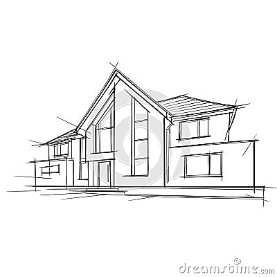 Architectural Drawing of a privat house. Vector Illustration