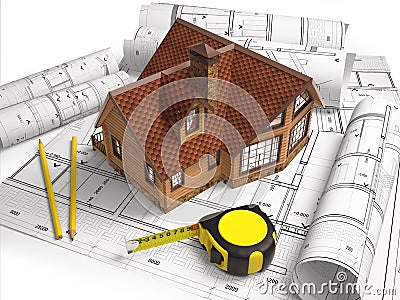 Architectural drawings from the building structure. Stock Photo